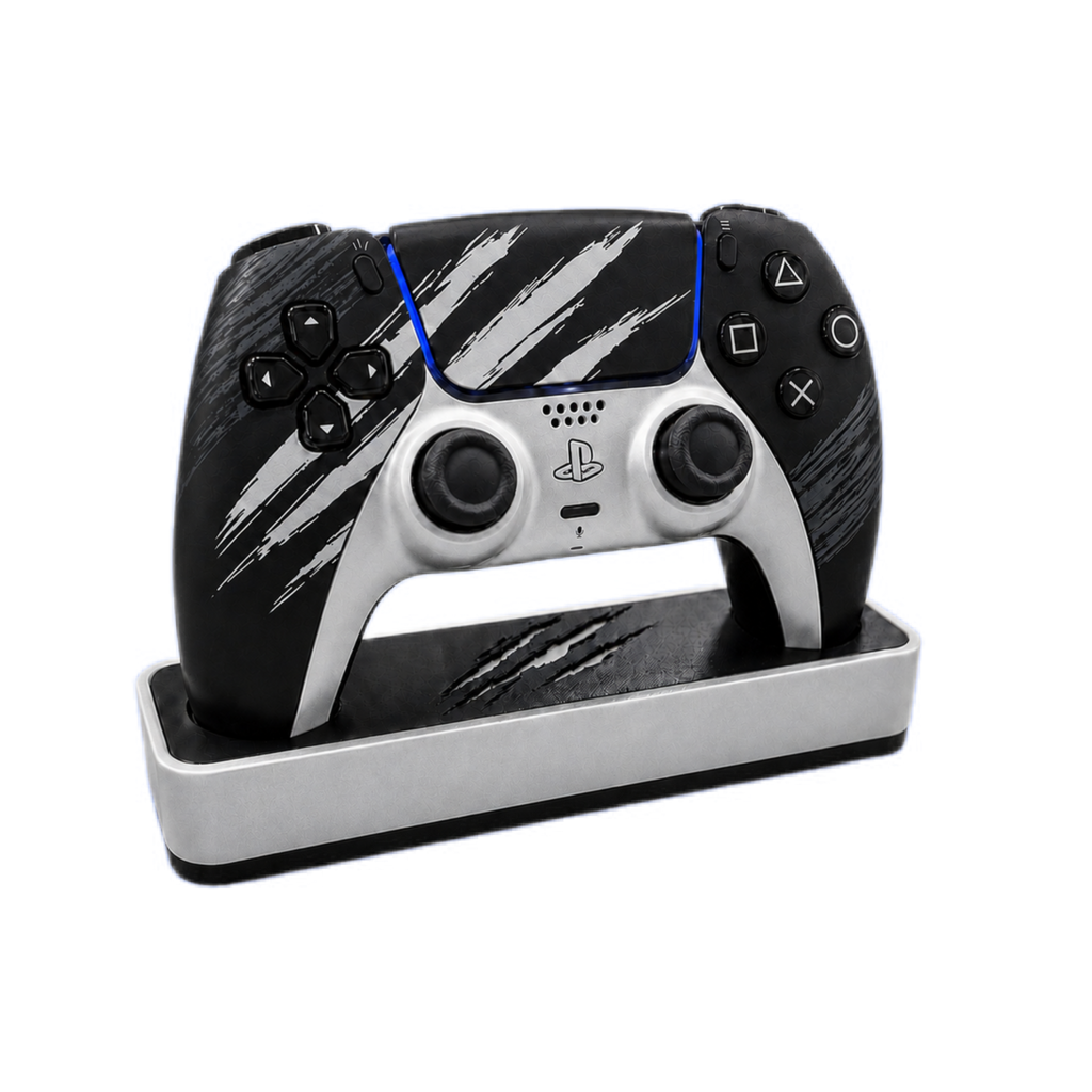 Wolverine Inspired PS5 DualSense Controller Stand – Yellow & Adamantium Silver