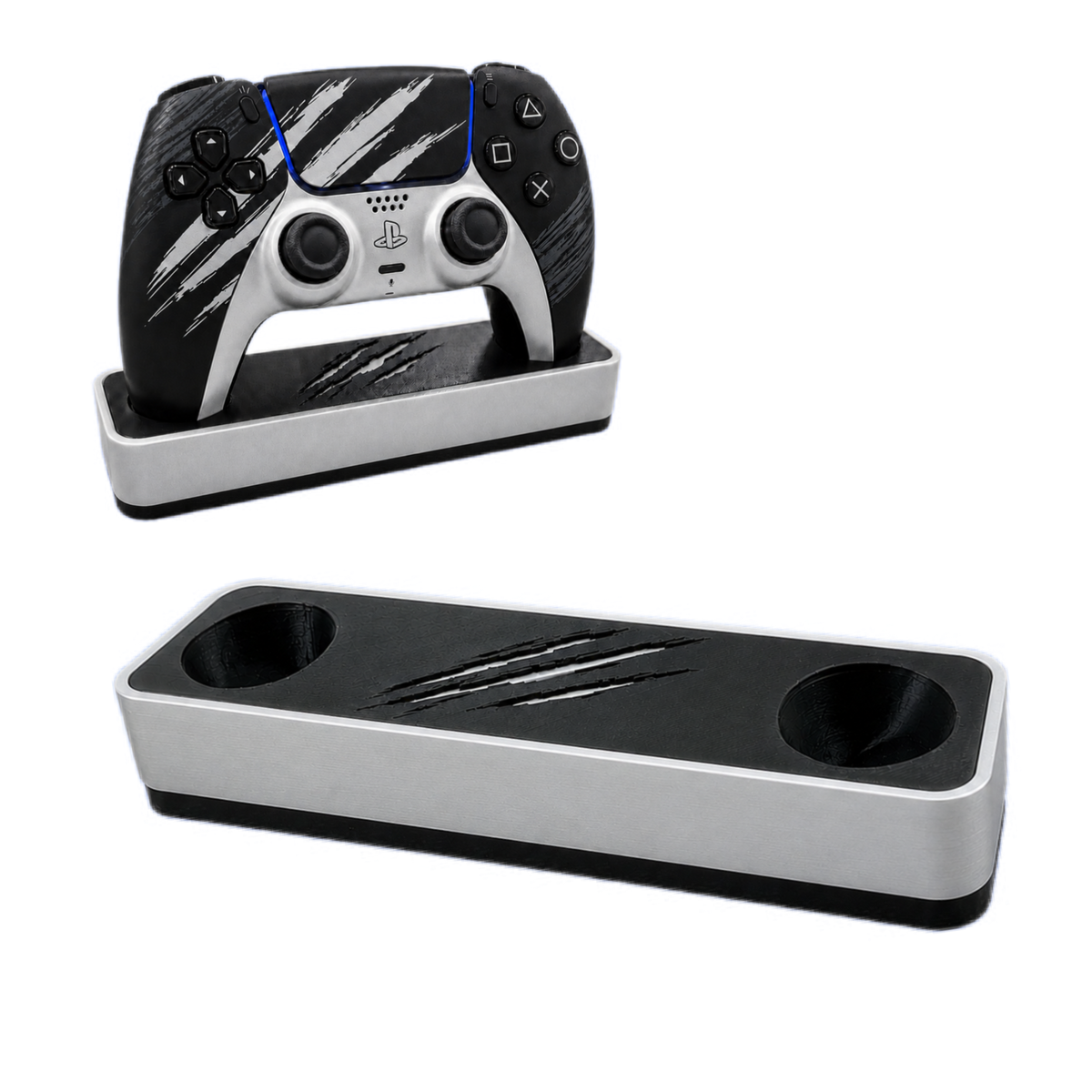 Wolverine Inspired PS5 DualSense Controller Stand – Yellow & Adamantium Silver