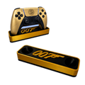 007 First Light Inspired PS5 Controller Stand – Gold & Black Premium Gaming Desk Accessory