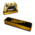 007 First Light Inspired PS5 Controller Stand – Gold & Black Premium Gaming Desk Accessory