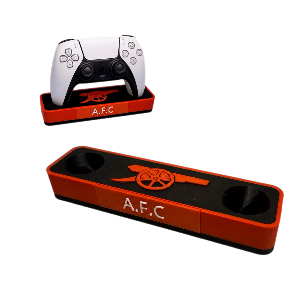 Arsenal Themed PS5 Controller Stand – 3D Printed Gaming Desk Accessory