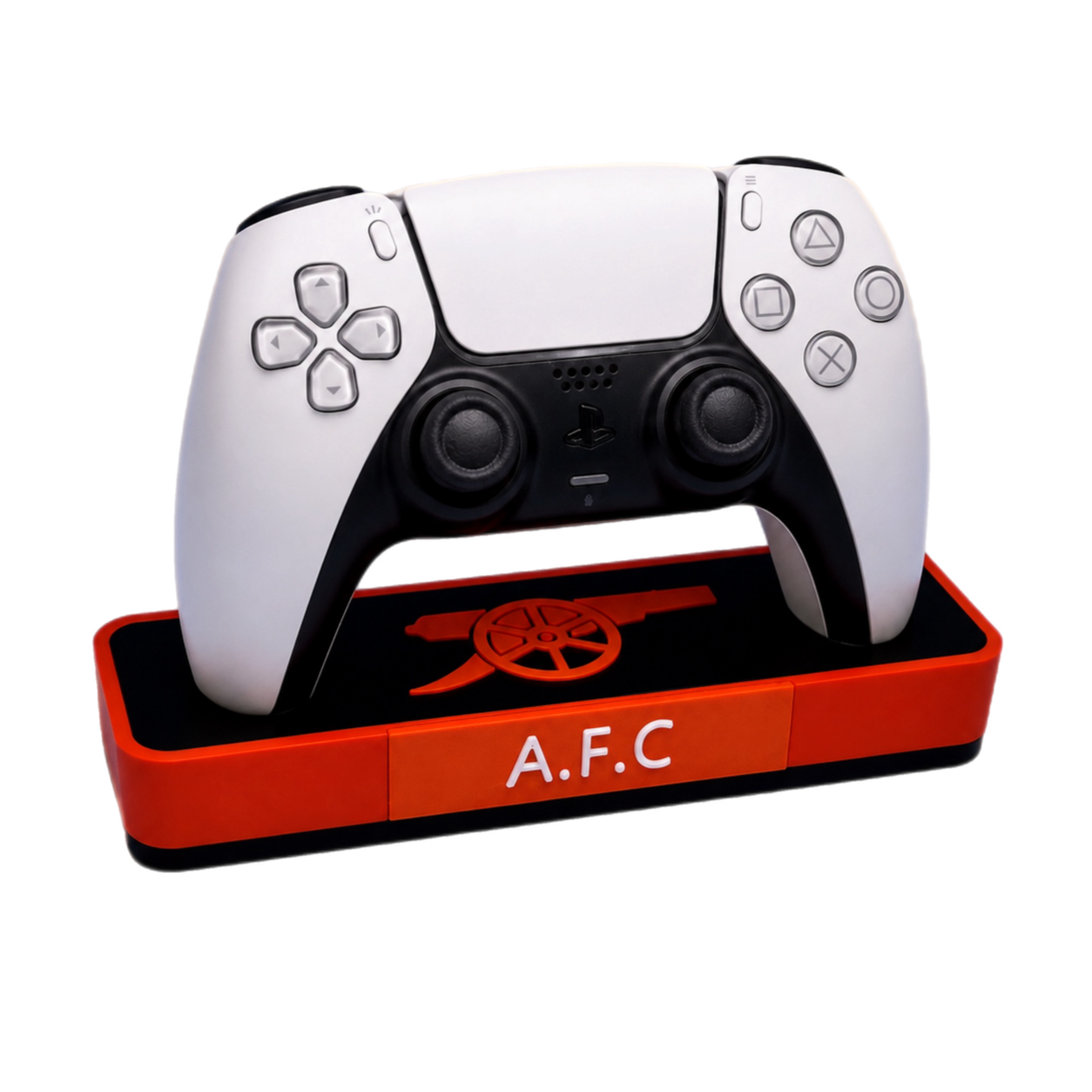 Arsenal Themed PS5 Controller Stand – 3D Printed Gaming Desk Accessory