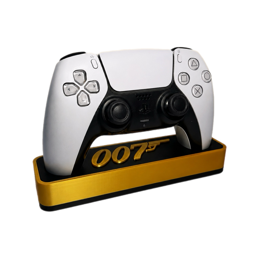 007 First Light PS5 Controller Stand – Gold & Black Premium Gaming Desk Accessory