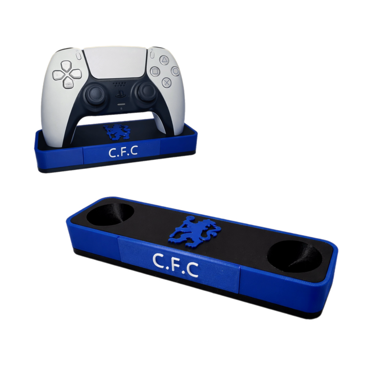 Chelsea Themed PS5 Controller Stand – 3D Printed Gaming Desk Accessory
