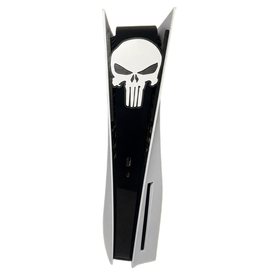 Punisher Inspired Skull PS5 Faceplate Insert | 3D Printed PlayStation 5 Console Decor | Original & Slim