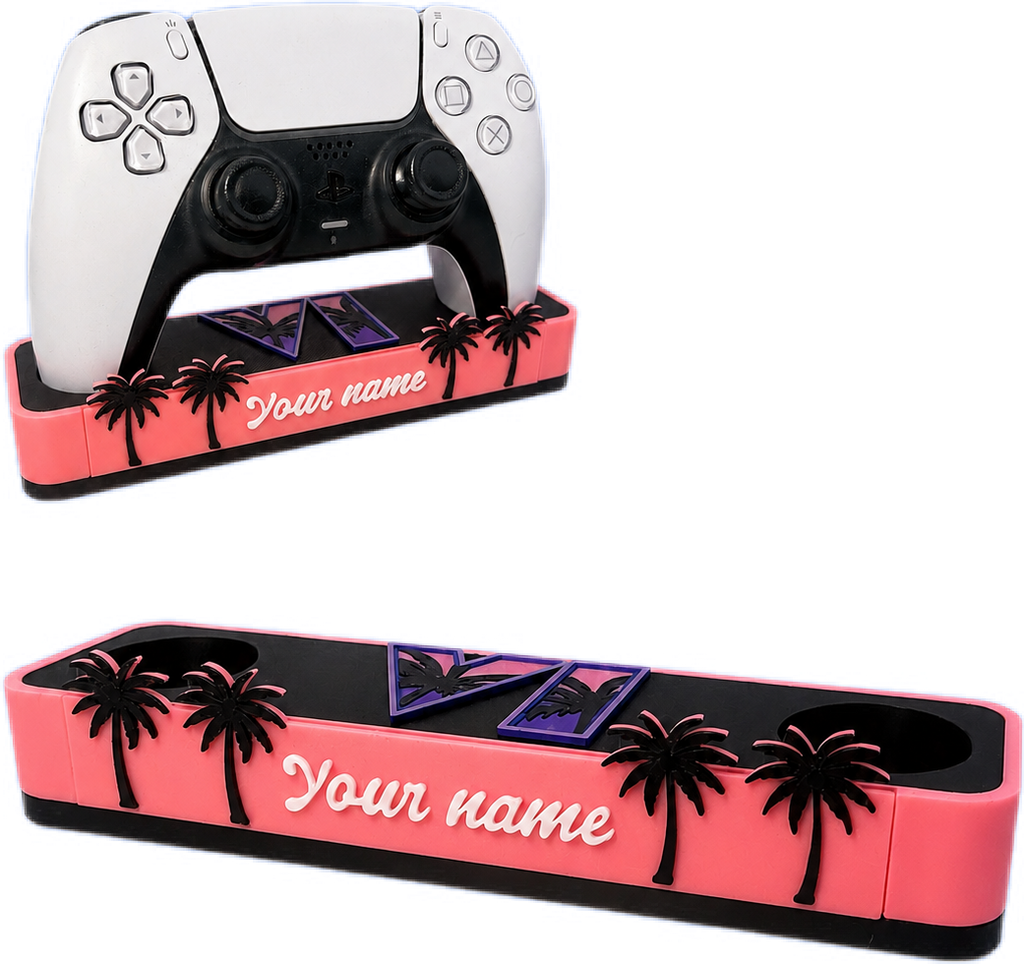 GTA VI Inspired PS5 Controller Stand with Personalised Name Plate